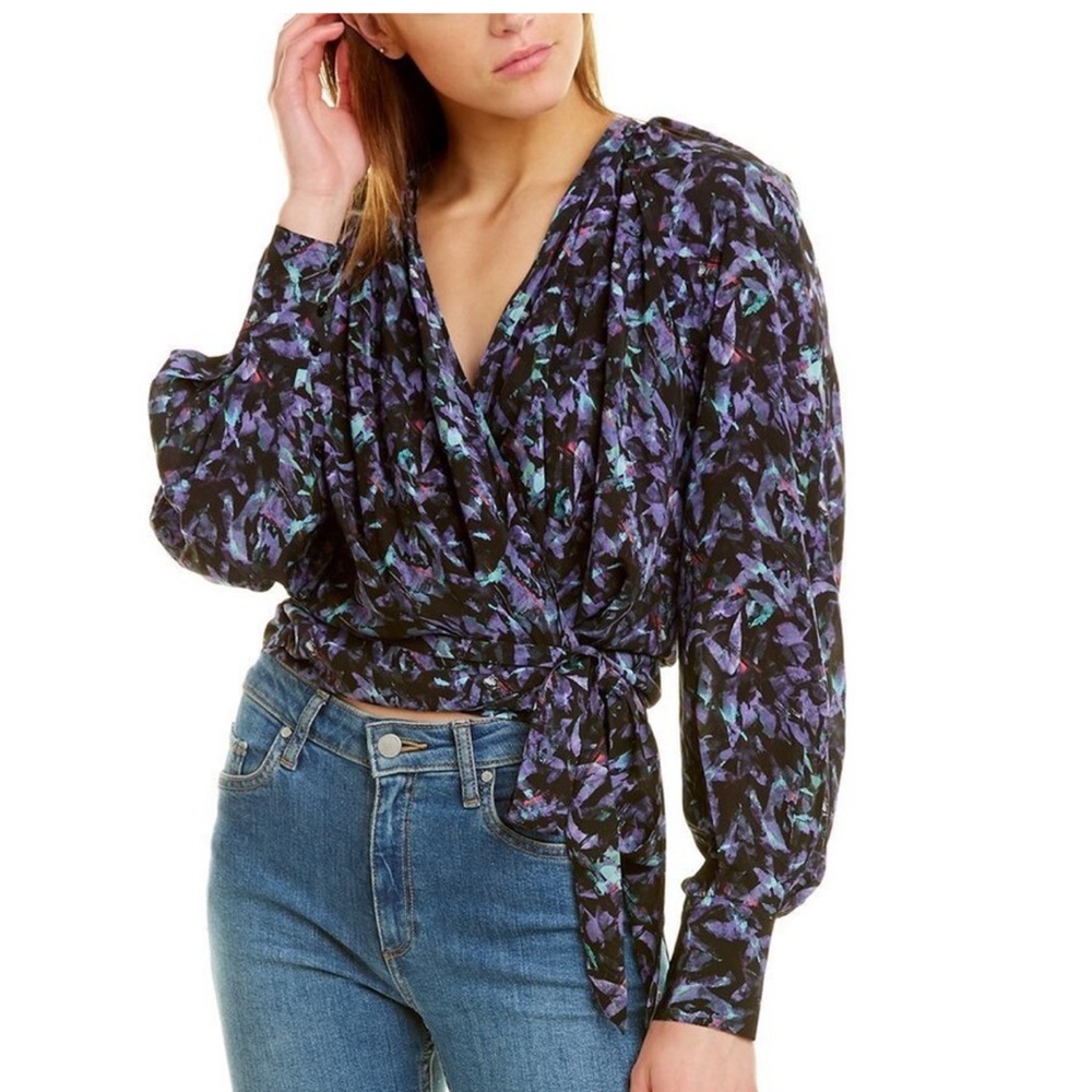 IRO Azza Women's Black and Purple Printed Top